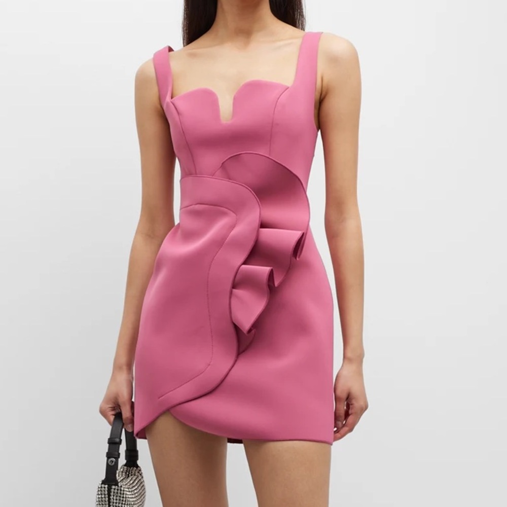 NWT Acler (8) Wexford Ruffled Sleeveless Pink Mini Dress in Mulberry